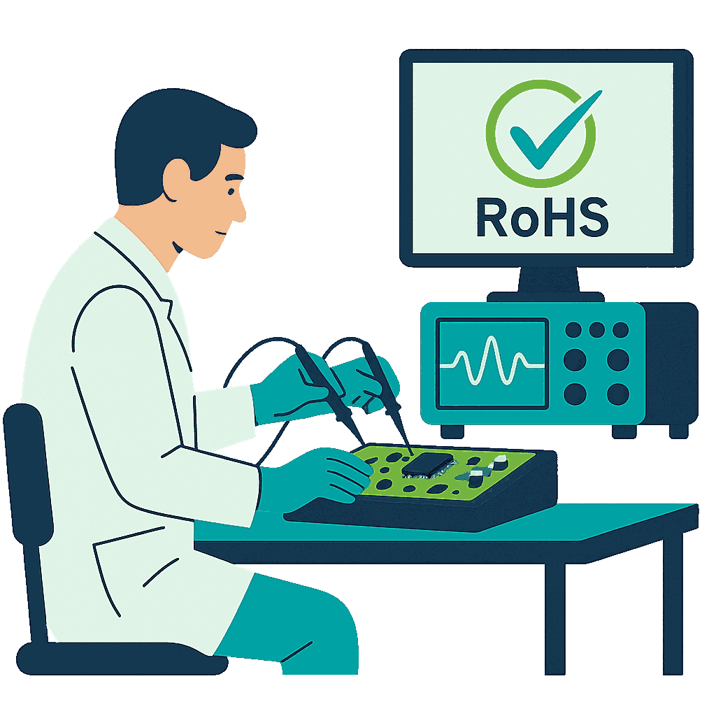 Varios logotipos que representan servicios de certificación RoHS