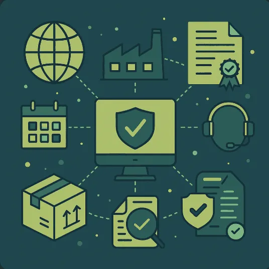 Illustration of various compliance and certification icons